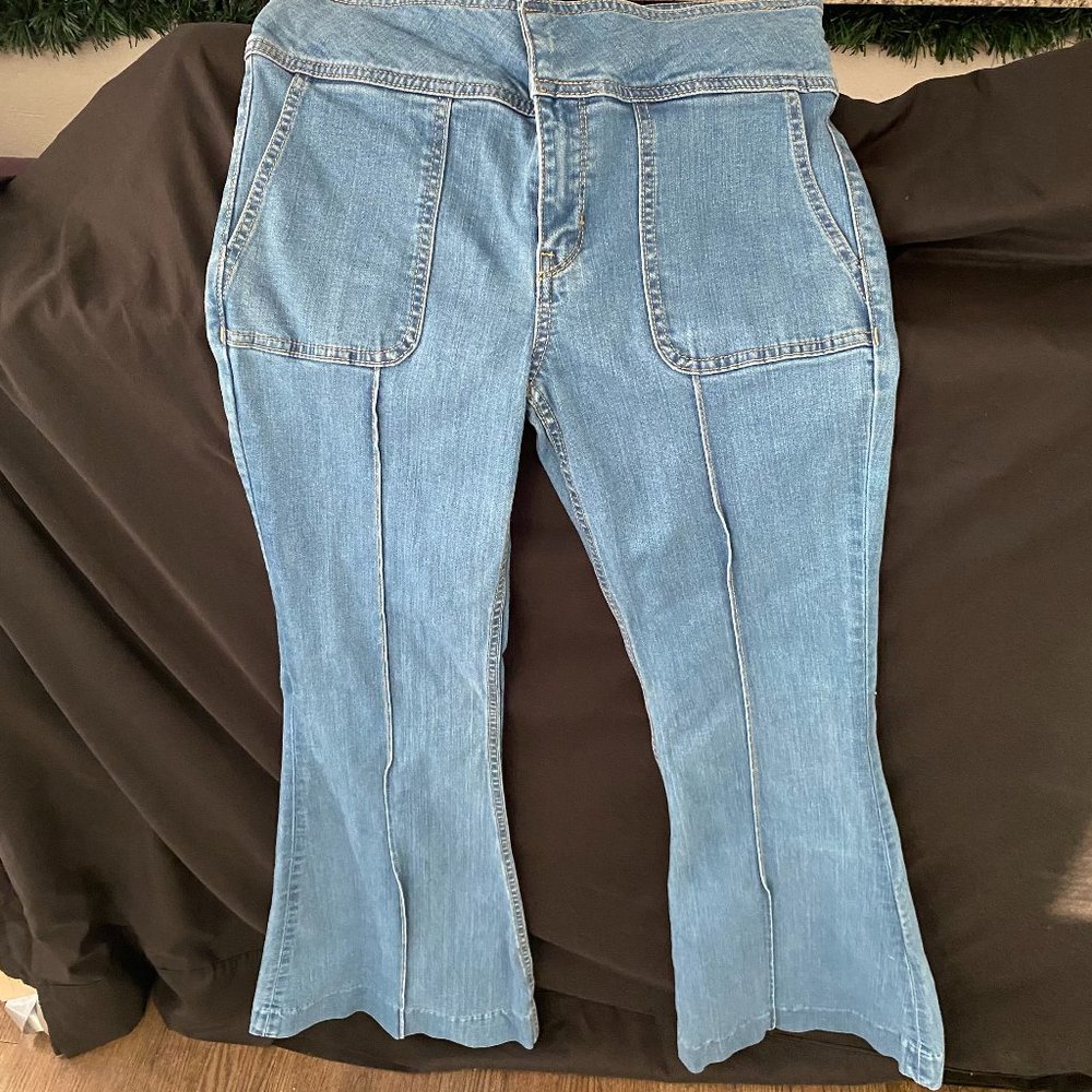 Denim wide-leg pants